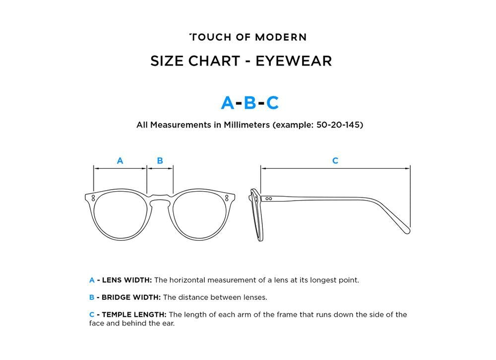 Sunglasses size chart online