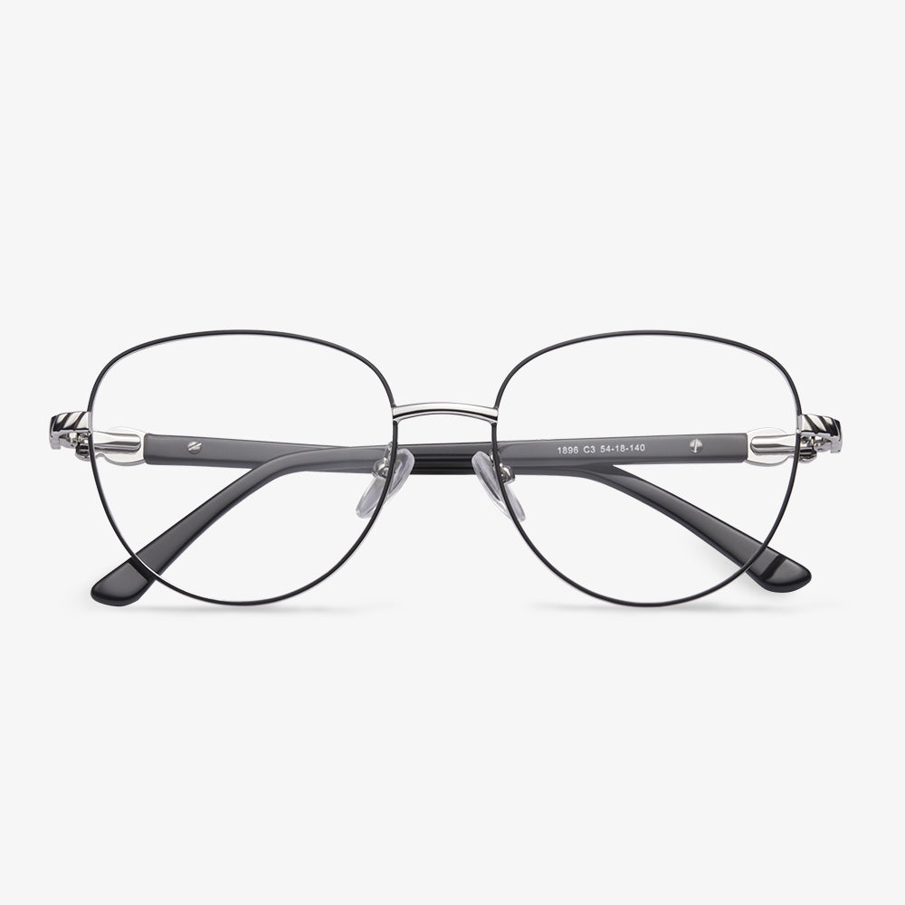 Black Silver Oval Eyeglasses - Charlotte | KoalaEye